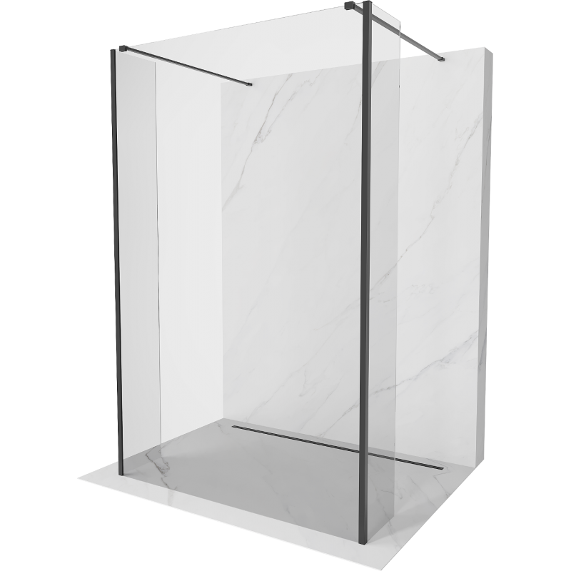 Mexen Kioto friliggande duschvägg 160 x 30 x 30 cm, transparent, svart - 800-160-030-222-70-00-030