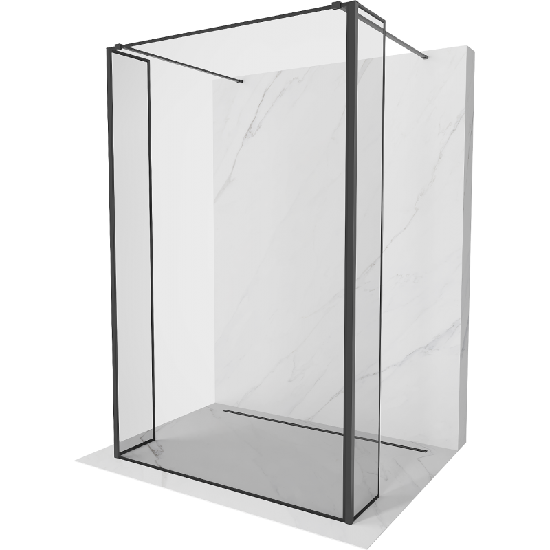 Mexen Kioto fristående duschvägg 130 x 30 x 30 cm, svart ram, svart - 800-130-030-222-70-70-030