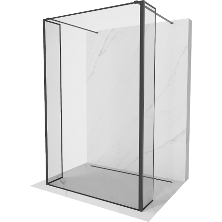 Mexen Kioto freestanding shower wall 150 x 30 x 30 cm, black frame, black - 800-150-030-222-70-70-030