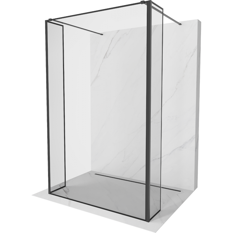 Mexen Kioto paroi de douche autoportante 160 x 30 x 30 cm, cadre noir, noir - 800-160-030-222-70-70-030