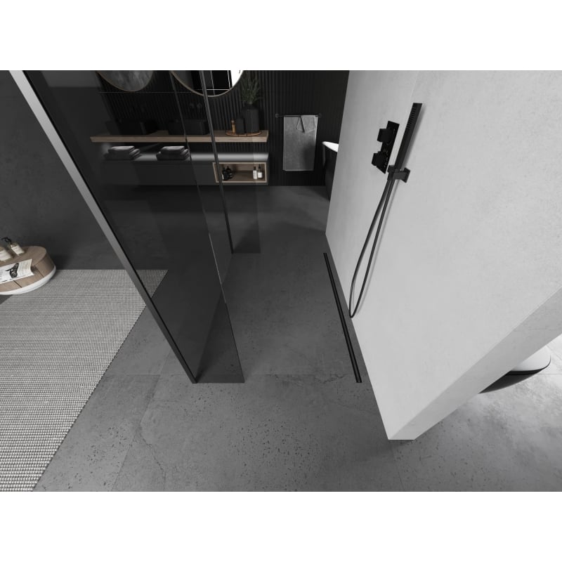 Mexen Kioto freestanding shower wall 120 x 30 x 30 cm, transparent, gun metal - 800-120-030-222-95-00-030