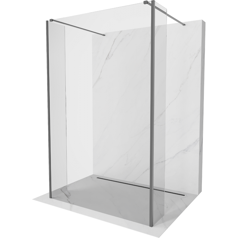 Mexen Kioto fristående duschvägg 145 x 30 x 30 cm, transparent, gunmetal - 800-145-030-222-95-00-030