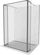 Mexen Kioto freestanding shower wall 100 x 30 x 30 cm, black frame, gun metal - 800-100-030-222-95-70-030