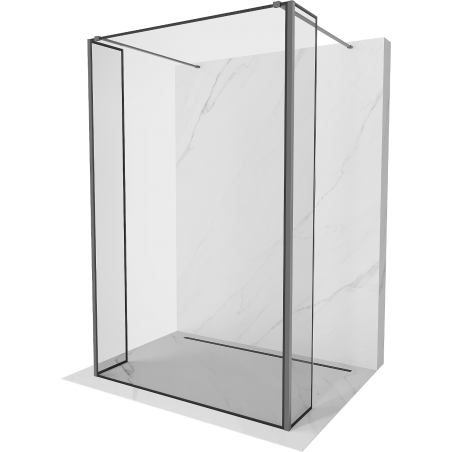 Mexen Kioto freistehende Duschwand 150 x 30 x 30 cm, schwarzer Rahmen, Gun Metal - 800-150-030-222-95-70-030