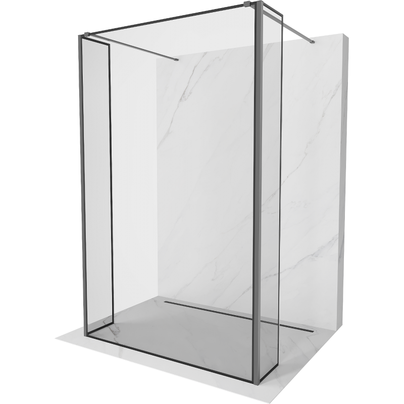 Mexen Kioto vapaasti seisova suihkuseinä 140 x 30 x 30 cm, musta kehys, gunmetal - 800-140-030-222-95-70-030