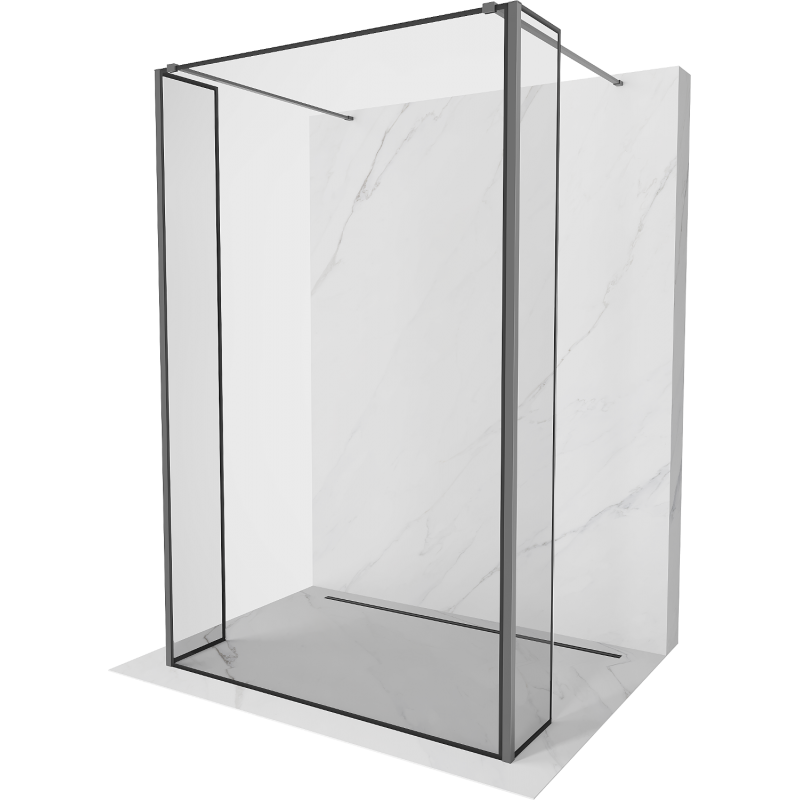 Mexen Kioto paroi de douche autoportante 130 x 30 x 30 cm, cadre noir, métal gun - 800-130-030-222-95-70-030