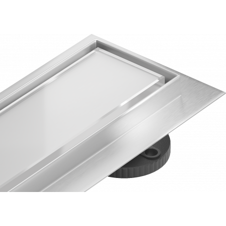 Mexen Flat 360° MGW 50 cm rotary linear drain, white glass - 1027050-40