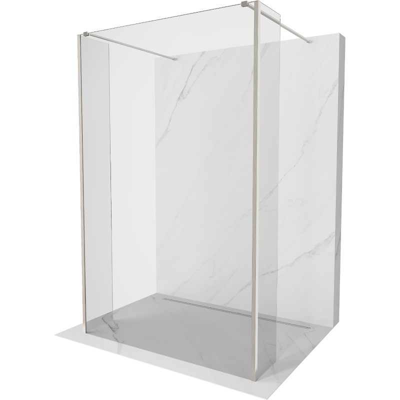 Mexen Kioto samostojeća tuš pregrada 90 x 30 x 30 cm, prozirna, brušeni nikal - 800-090-030-222-97-00-030