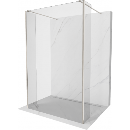 Mexen Kioto samostojeća tuš pregrada 90 x 30 x 30 cm, prozirna, brušeni nikal - 800-090-030-222-97-00-030