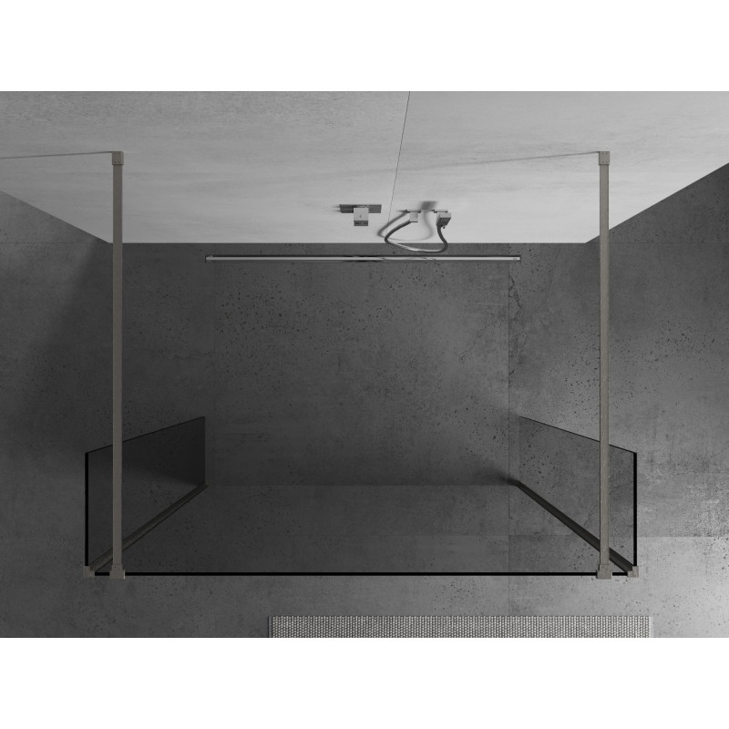 Mexen Kioto samostojeća tuš pregrada 90 x 30 x 30 cm, prozirna, brušeni nikal - 800-090-030-222-97-00-030