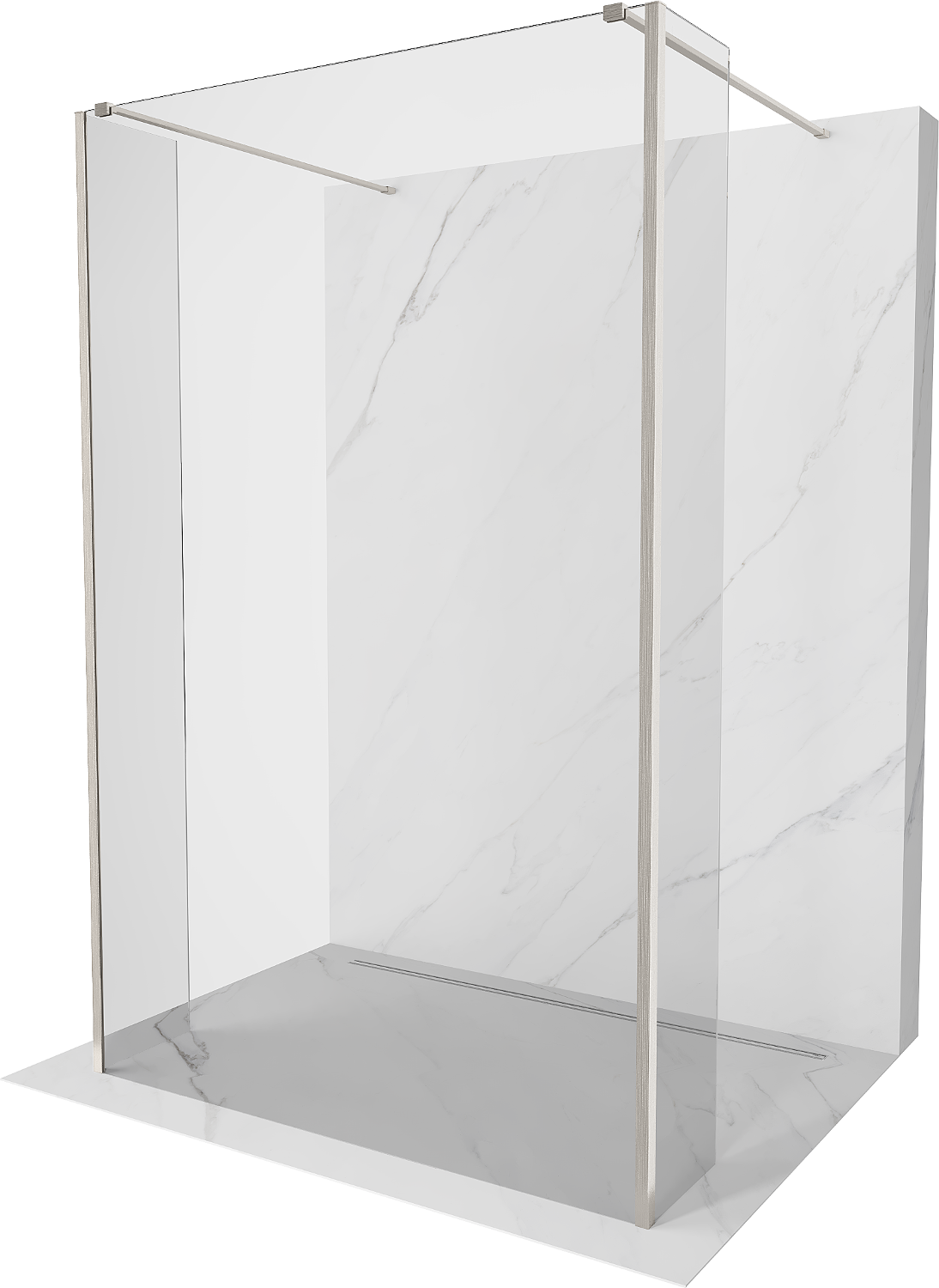 Mexen Kioto ścianka prysznicowa wolnostojąca 110 x 30 x 30 cm, transparent, nikiel szczotkowany - 800-110-030-222-97-00-030