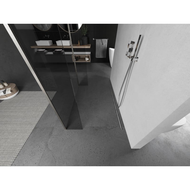 Mexen Kioto parete doccia autoportante 115 x 30 x 30 cm, trasparente, nichel spazzolato - 800-115-030-222-97-00-030