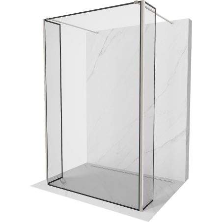 Mexen Kioto vrijstaande douchewand 120 x 30 x 30 cm, zwart frame, geborsteld nikkel - 800-120-030-222-97-70-030