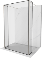 Mexen Kioto prostostoječa tuš stena 120 x 30 x 30 cm, črn okvir, brušen nikelj - 800-120-030-222-97-70-030