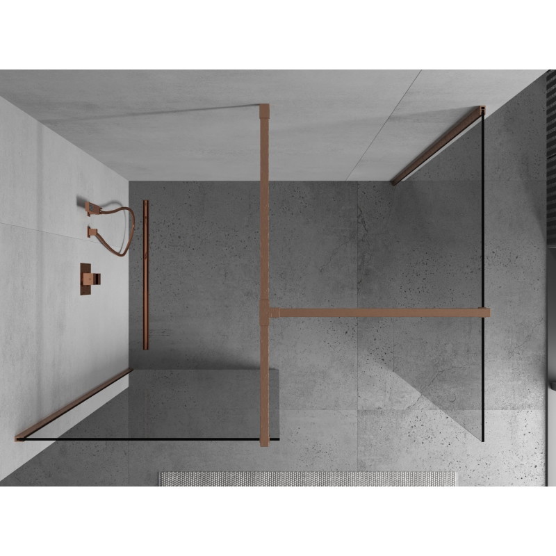 Mexen Kioto dušisein Walk-in 90 x 90 cm, läbipaistev, harjatud vask - 800-090-202-65-00-090