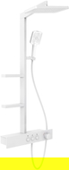 Mexen Saxx exposed shower set with overhead shower and battery, white - 78102-20
