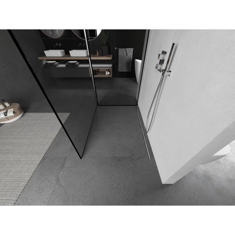 Mexen Kioto tuš stena Walk-in 130 x 120 cm, črn okvir, krom - 800-130-212-01-70-120