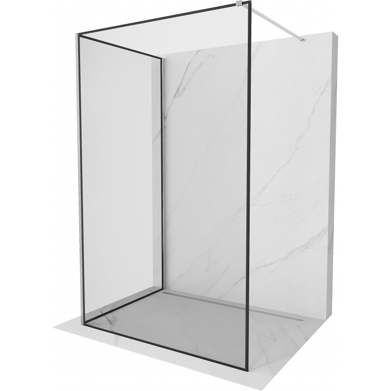 Mexen Kioto tuš stena Walk-in 130 x 120 cm, črn okvir, krom - 800-130-212-01-70-120