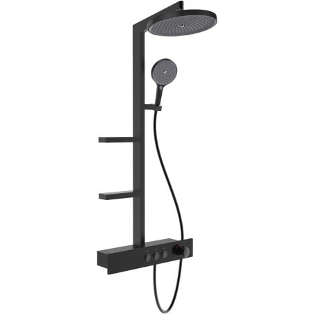 Mexen Plex exposed shower set with rain showerhead and mixer, black - 78103-70