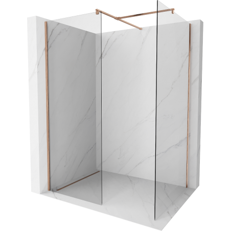 Mexen Kioto stijena za tuš Walk-in 100 x 90 cm, prozirna, brušeni bakar - 800-100-202-65-00-090
