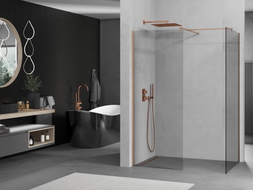 Mexen Kioto duša siena Walk-in 100 x 95 cm, caurspīdīga, matēta vara - 800-100-202-65-00-095