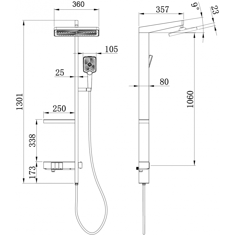 Mexen Roar set doccia esterno con soffione e miscelatore, bianco - 78105-20