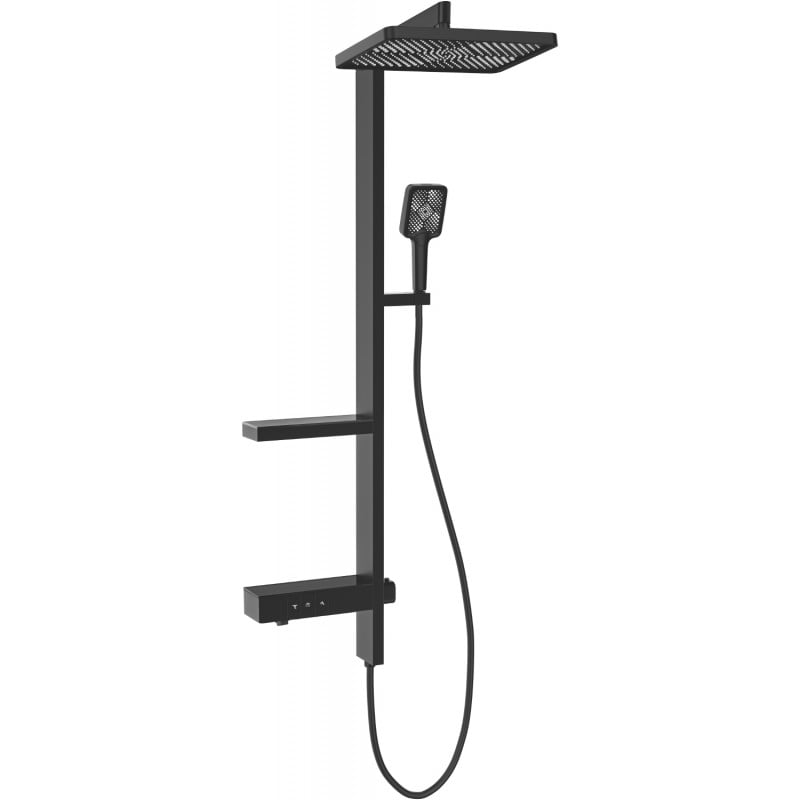 Mexen Roar surface-mounted shower set with shower head and tap, black - 78105-70