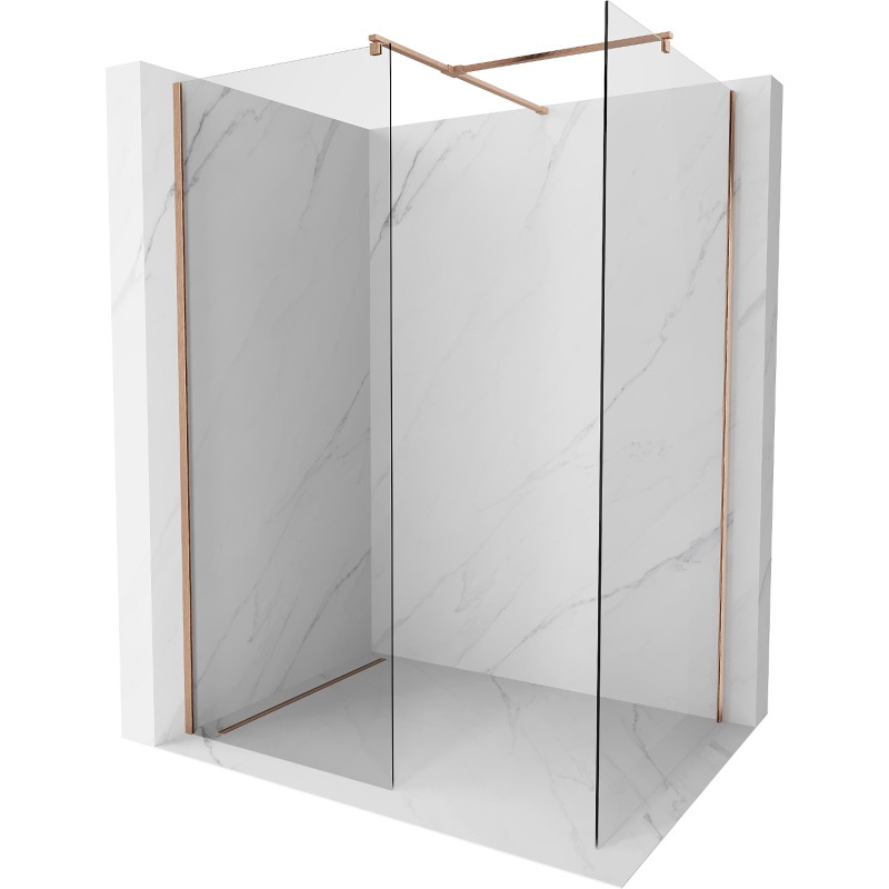Mexen Kioto dušisein Walk-in 120 x 70 cm, läbipaistev, harjatud vask - 800-120-202-65-00-070