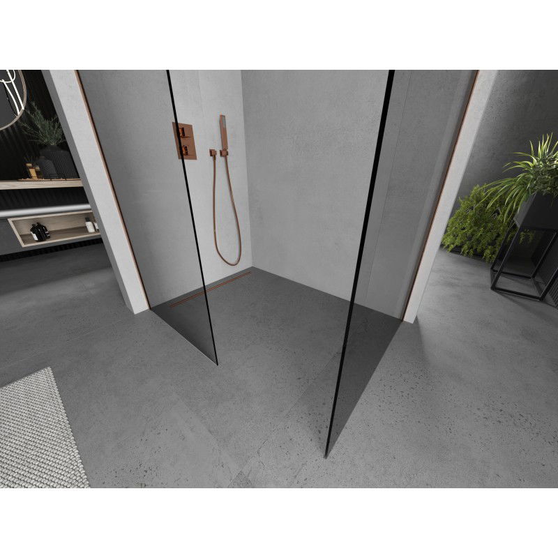 Mexen Kioto parete doccia Walk-in 120 x 105 cm, trasparente, rame spazzolato - 800-120-202-65-00-105