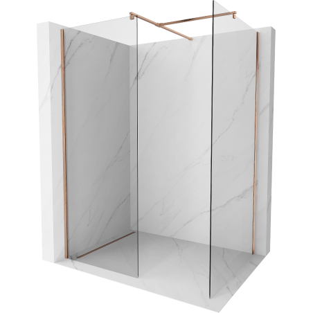 Mexen Kioto paroi de douche Walk-in 130 x 115 cm, transparent, cuivre brossé - 800-130-202-65-00-115