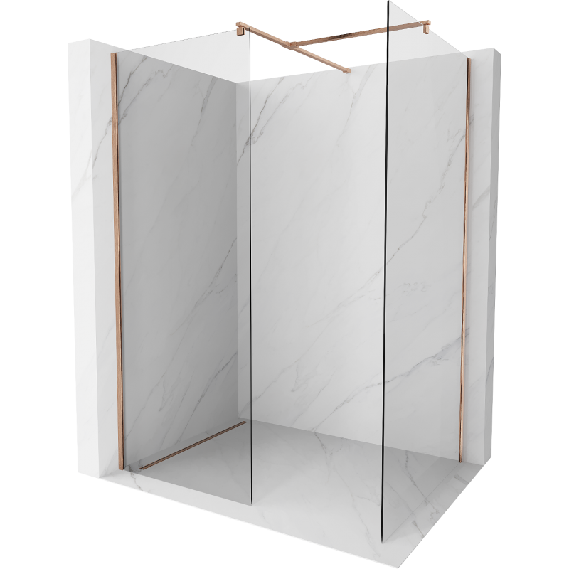 Mexen Kioto paroi de douche Walk-in 140 x 115 cm, transparent, cuivre brossé - 800-140-202-65-00-115