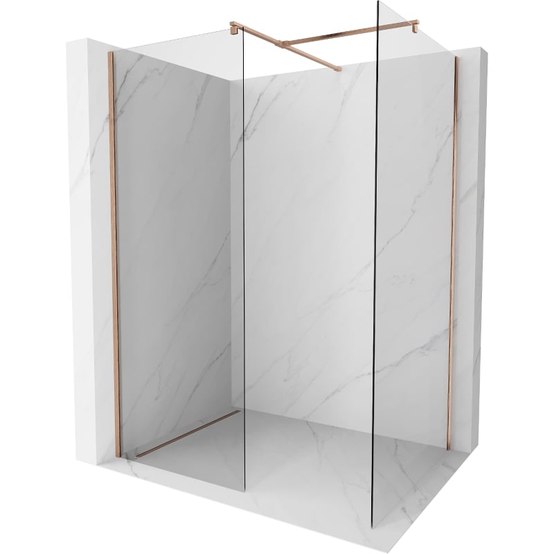 Mexen Kioto dušisein Walk-in 150 x 95 cm, läbipaistev, harjatud vask - 800-150-202-65-00-095