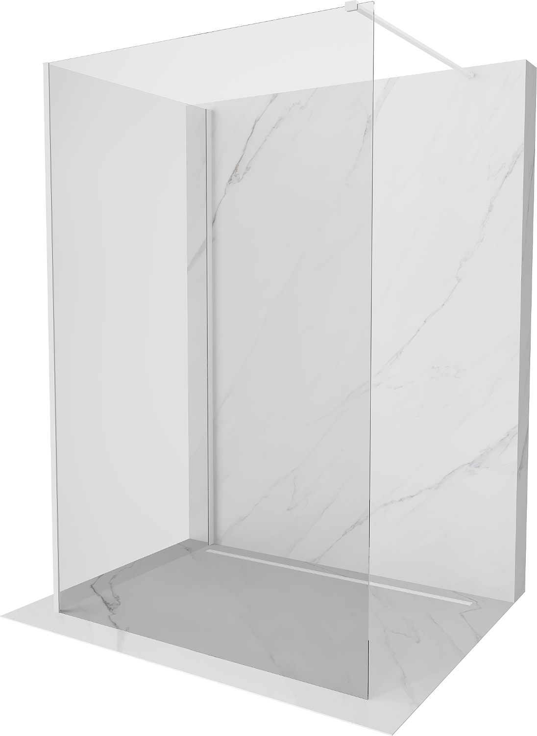Mexen Kioto ścianka prysznicowa Walk-in 90 x 75 cm, transparent, biała - 800-090-212-20-00-075