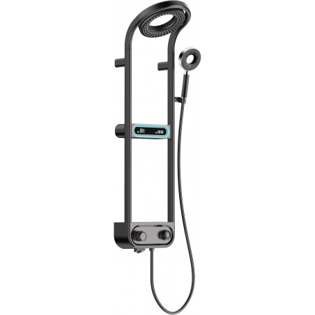 Mexen Peak conjunto de chuveiro de sobrepor com chuveiro de teto e misturadora, visor LED, preto - 78106-70