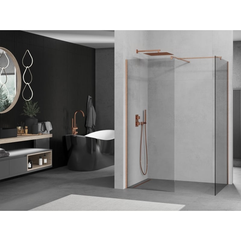 Mexen Kioto dušinurk Walk-in 155 x 80 cm, läbipaistev, harjatud vask - 800-155-202-65-00-080