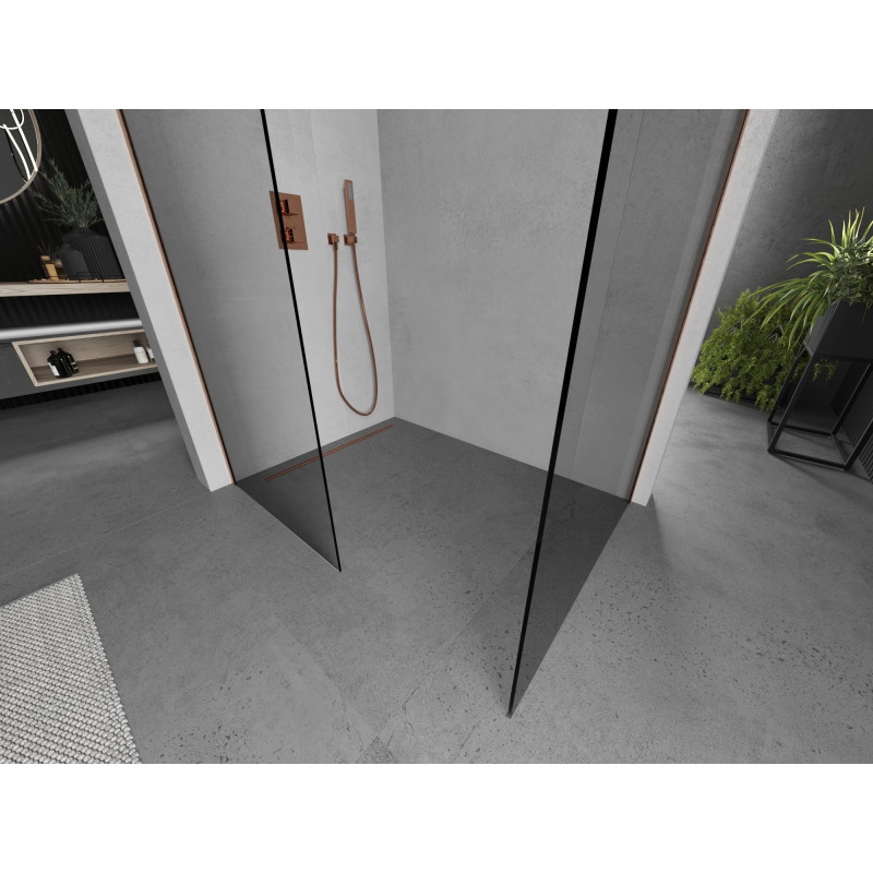 Mexen Kioto dušisein Walk-in 160 x 75 cm, läbipaistev, harjatud vask - 800-160-202-65-00-075
