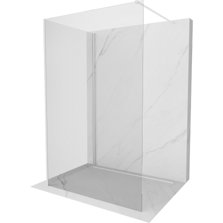 Mexen Kioto Walk-in Shower Wall 100 x 100 cm, Transparent, White - 800-100-212-20-00-100