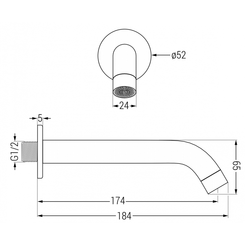 Mexen Kai DR70 conjunto de ducha de bañera empotrado con rociador de lluvia de 30 cm, cromo - 77602DR70301-00