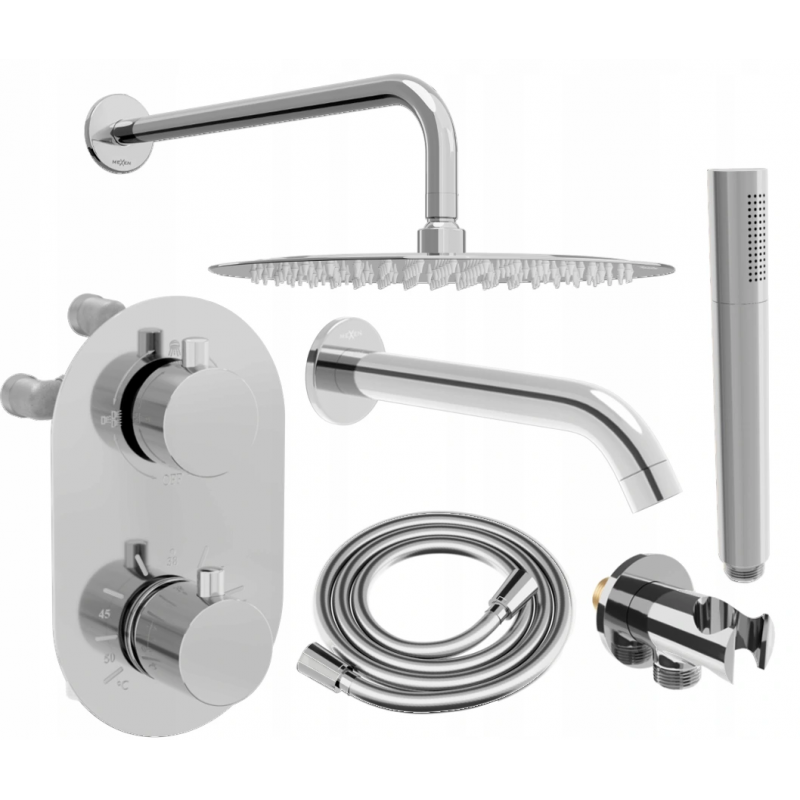 Mexen Kai DR70 Unterputz-Wannen-Duschset mit 30 cm Kopfbrause, Chrom - 77602DR70301-00