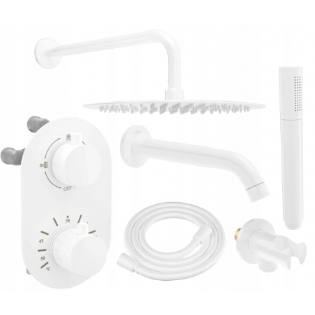 Mexen Kai DR70 Unterputz-Badewannen-Duschset mit 30 cm Regenduschkopf, Weiß - 77602DR70301-20