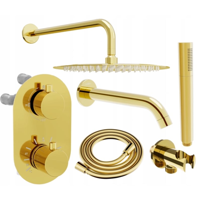 Mexen Kai DR70 sisseehitatud vannidušikomplekt vihmadušiga 30 cm, kuldne - 77602DR70301-50
