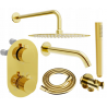 Mexen Kai DR70 conjunto de ducha y bañera empotrado con rociador de 30 cm, dorado - 77602DR70301-50