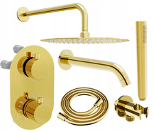 Mexen Kai DR70 inbouw bad-douche set met hoofddouche 30 cm, goud - 77602DR70301-50