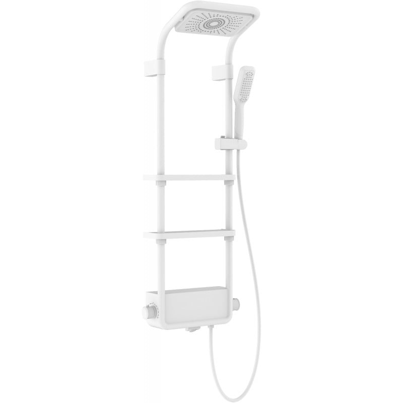 Mexen Dazz exposed shower set with rain shower and battery, white - 78107-20
