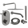 Mexen Kai DR70 conjunto de banheira e duche de embutir com chuveiro de 30 cm, cinza antracite escovado - 77602DR70301-66