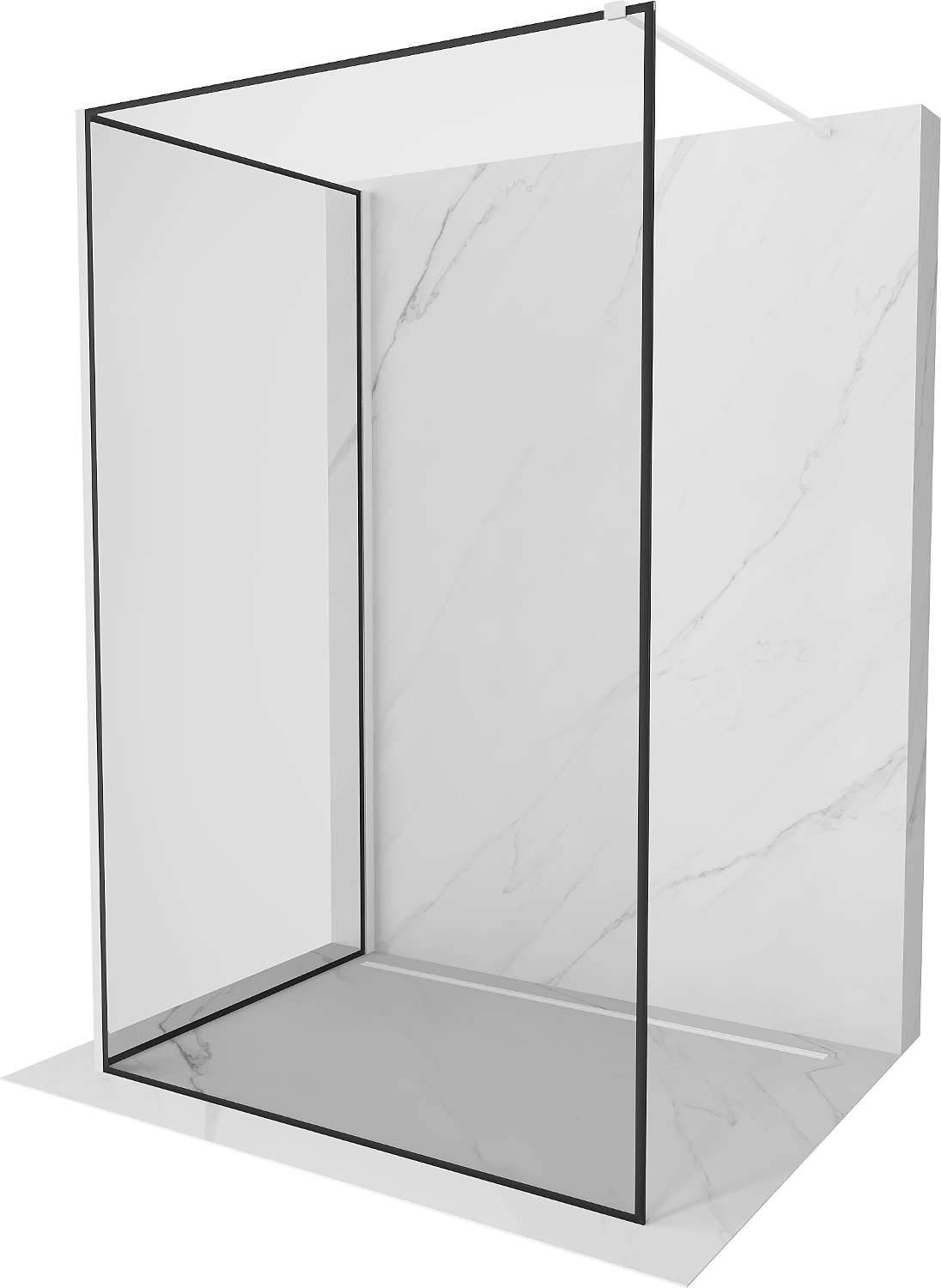 Mexen Kioto ścianka prysznicowa Walk-in 110 x 80 cm, czarny wzór, biała - 800-110-212-20-70-080