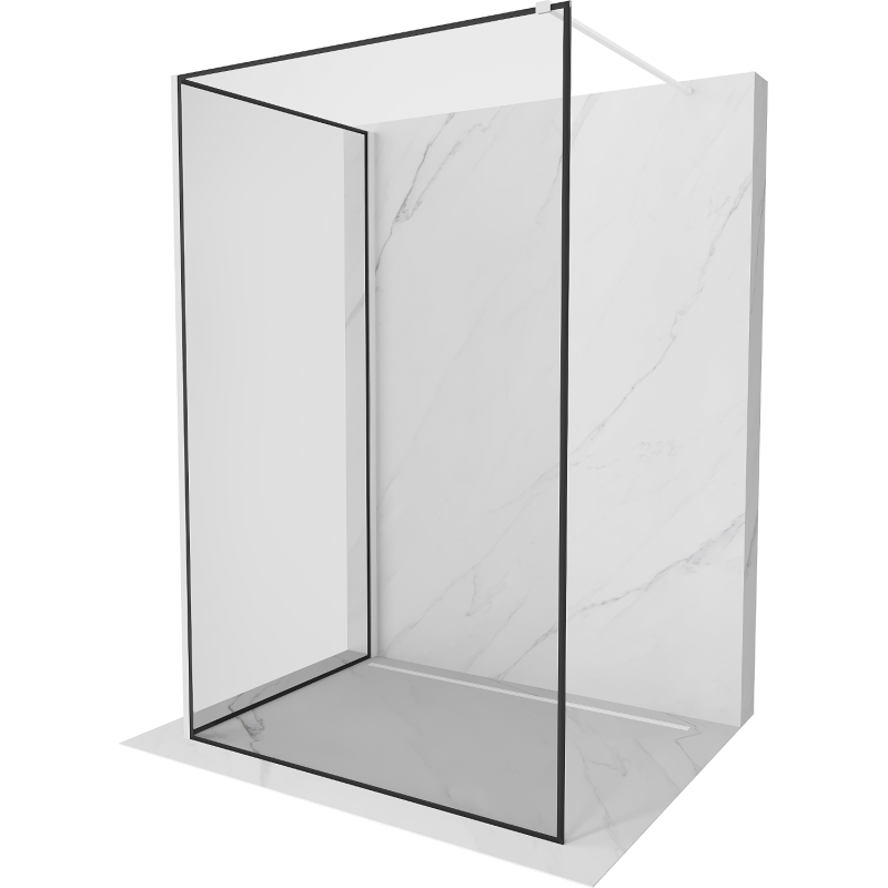 Mexen Kioto tuš pregrada Walk-in 130 x 100 cm, črni okvir, bela - 800-130-212-20-70-100