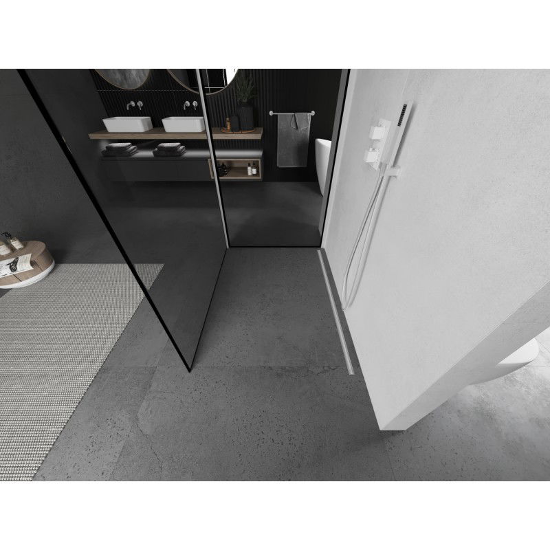 Mexen Kioto Tuš pregrada Walk-in 120 x 120 cm, črni okvir, bela - 800-120-212-20-70-120