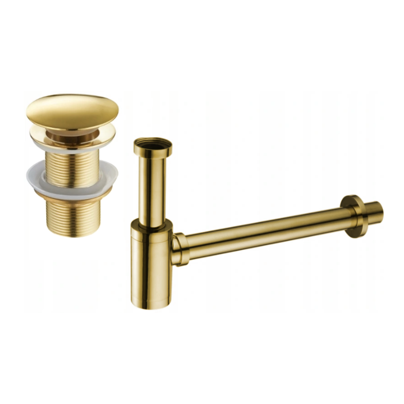 Mexen pyöreä pesuallassifoni klik-klak korkilla, ilman ylivuotoa, kultainen - 7991050-50