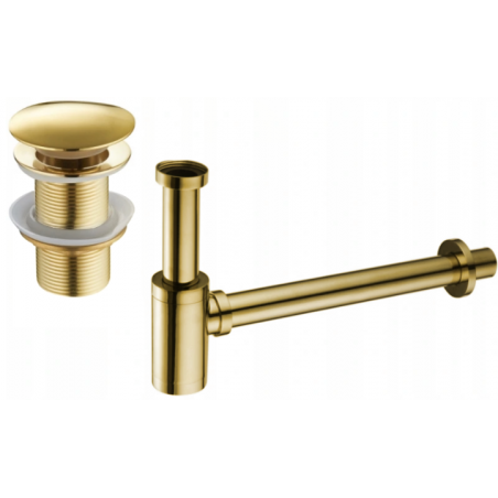 Mexen halve wastafelsifon rond met klik-klak plug, zonder overloop, goud - 7991050-50